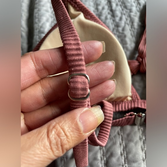 Cupshe ribbed burnt red/orange/brownish pink front tie bikini,matching bottom SM - Picture 6 of 14